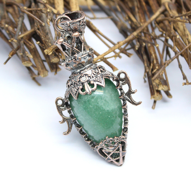 Antique Copper Crystal Vase Pendant Pendulum