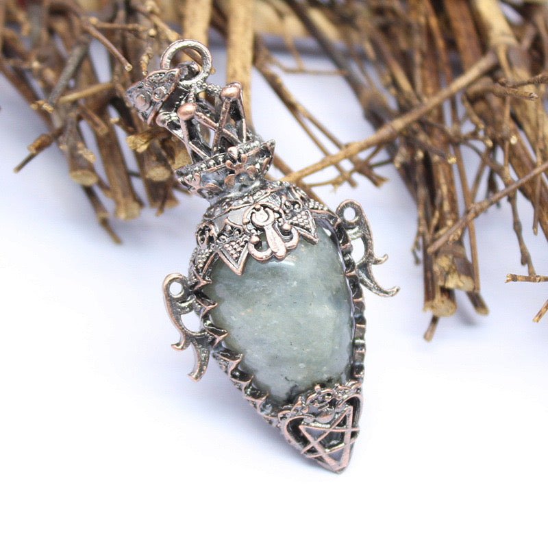 Antique Copper Crystal Vase Pendant Pendulum