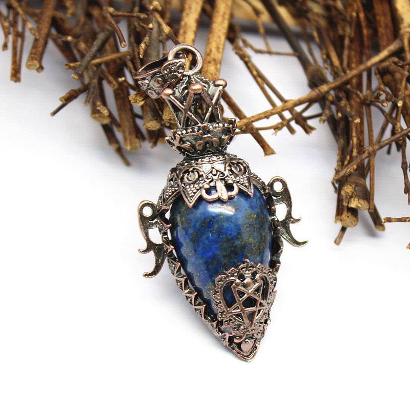 Antique Copper Crystal Vase Pendant Pendulum