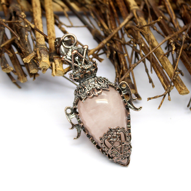 Antique Copper Crystal Vase Pendant Pendulum