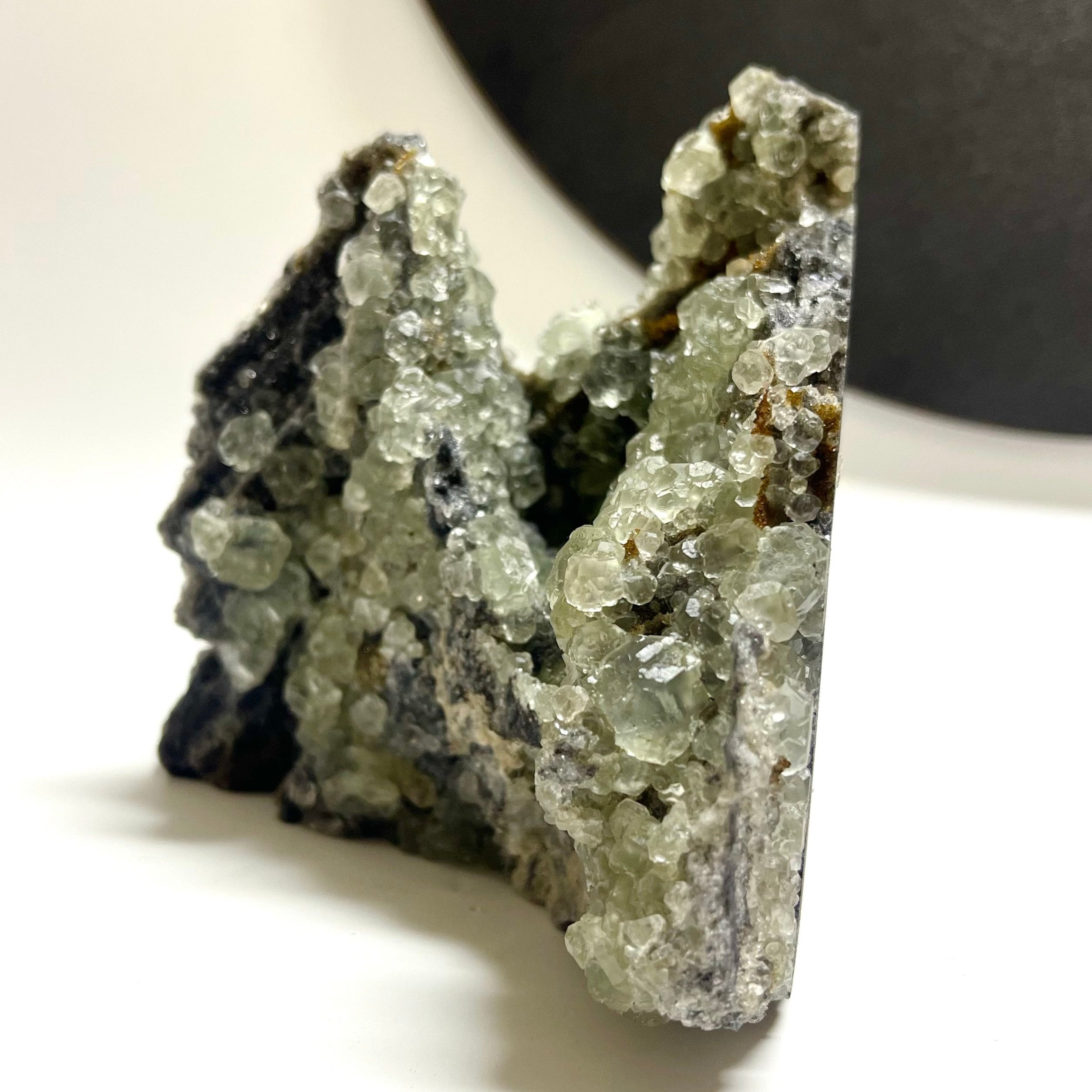 Natural UV Reactive Green Fluorite with Mangano Calcite on Sphalerite Specimen