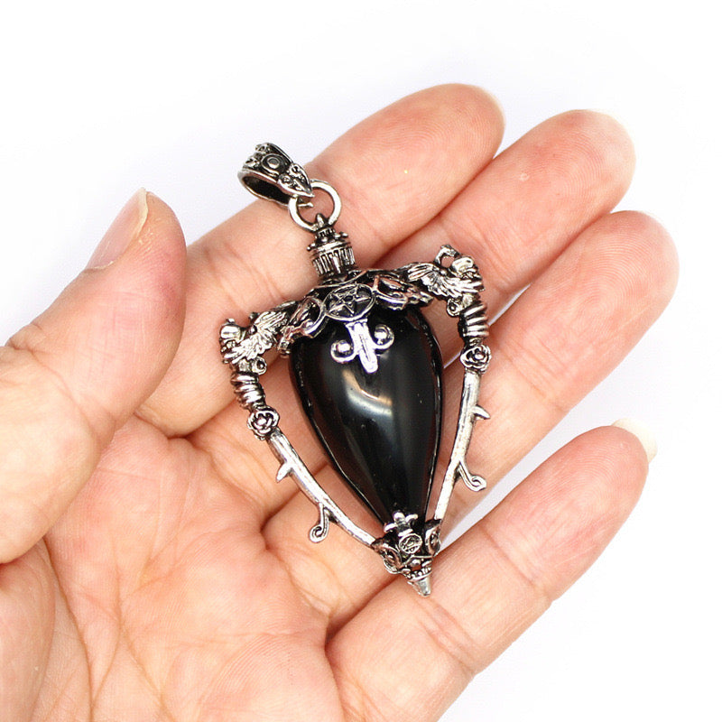 Antique Silver Crystal Vase Pendant Pendulum