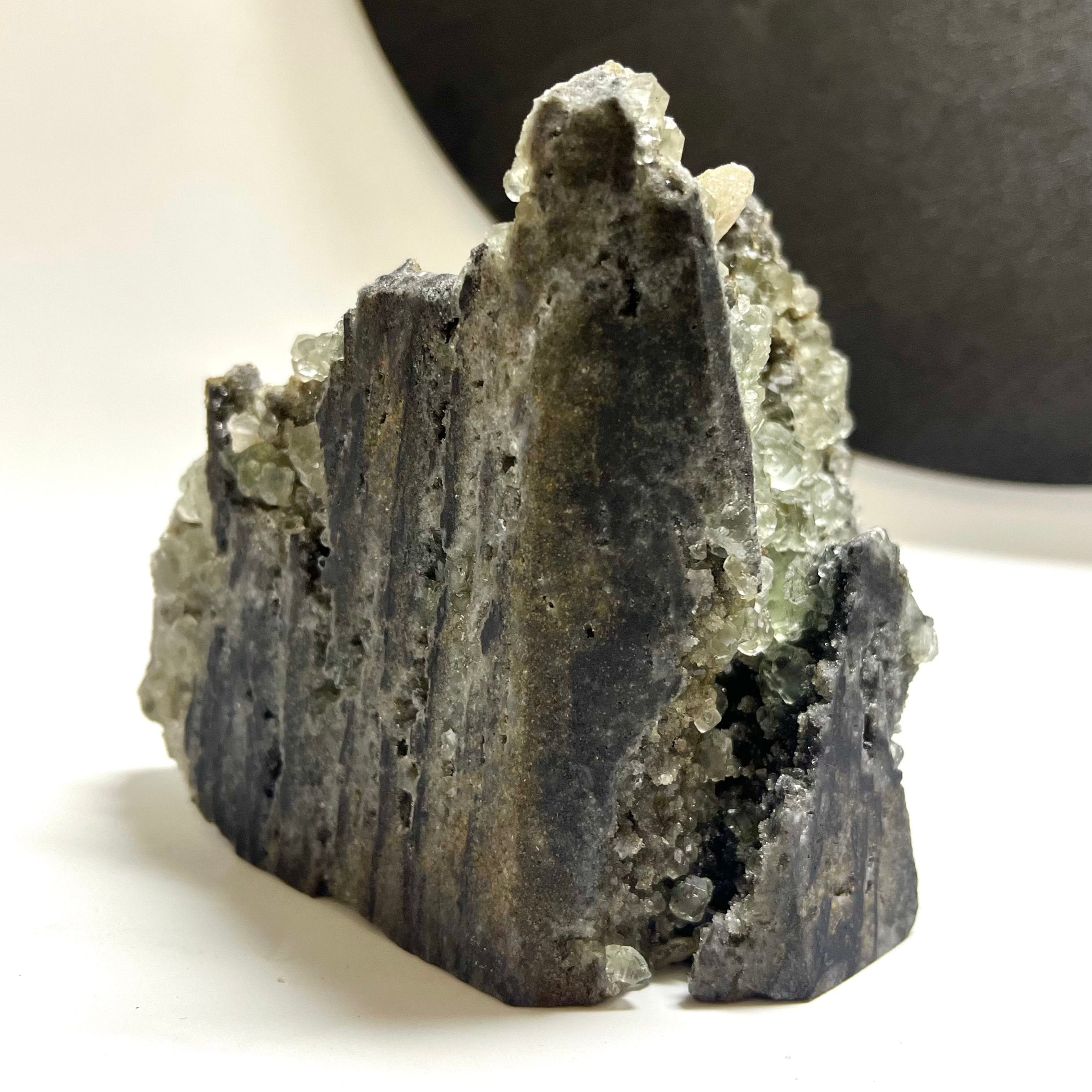 Natural UV Reactive Green Fluorite with Mangano Calcite on Sphalerite Specimen