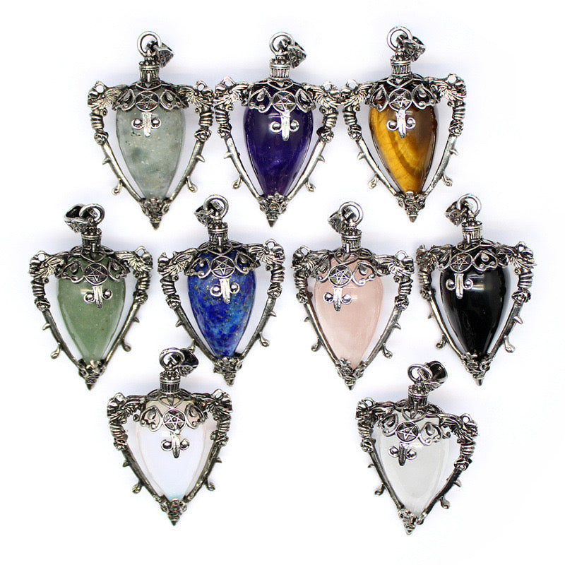 Antique Silver Crystal Vase Pendant Pendulum