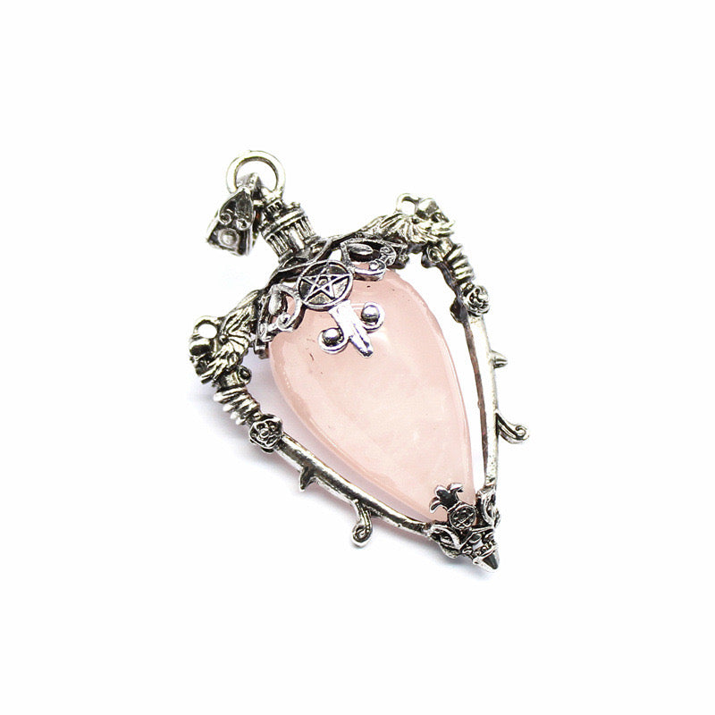 Antique Silver Crystal Vase Pendant Pendulum