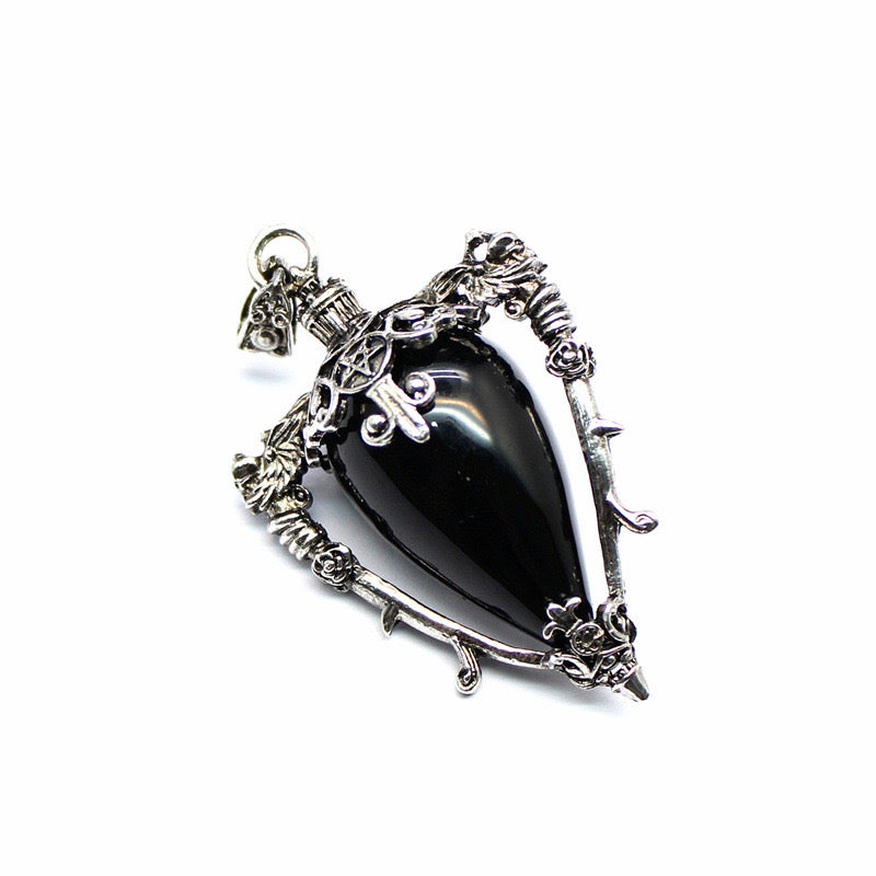 Antique Silver Crystal Vase Pendant Pendulum