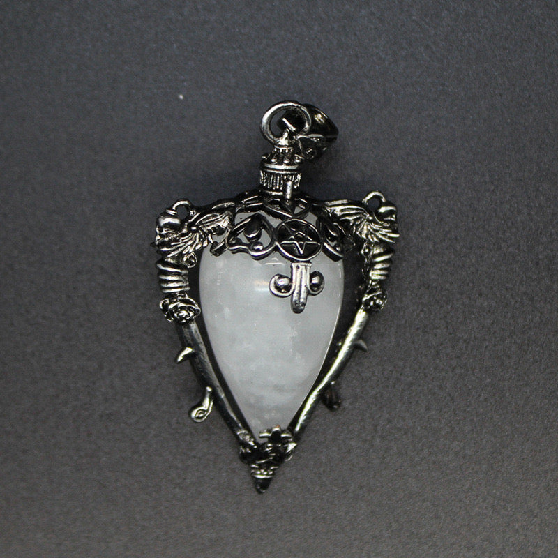 Antique Silver Crystal Vase Pendant Pendulum
