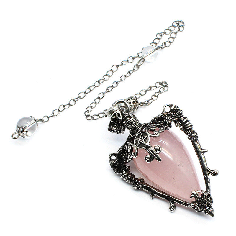 Antique Silver Crystal Vase Pendant Pendulum