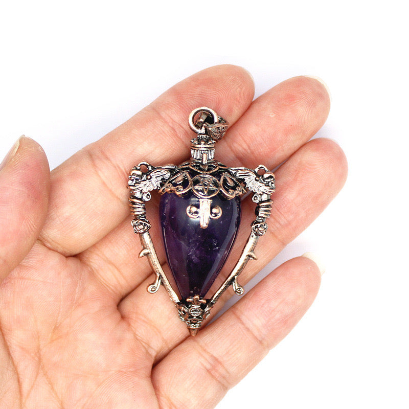 Antique Copper Crystal Vase Pendant Pendulum