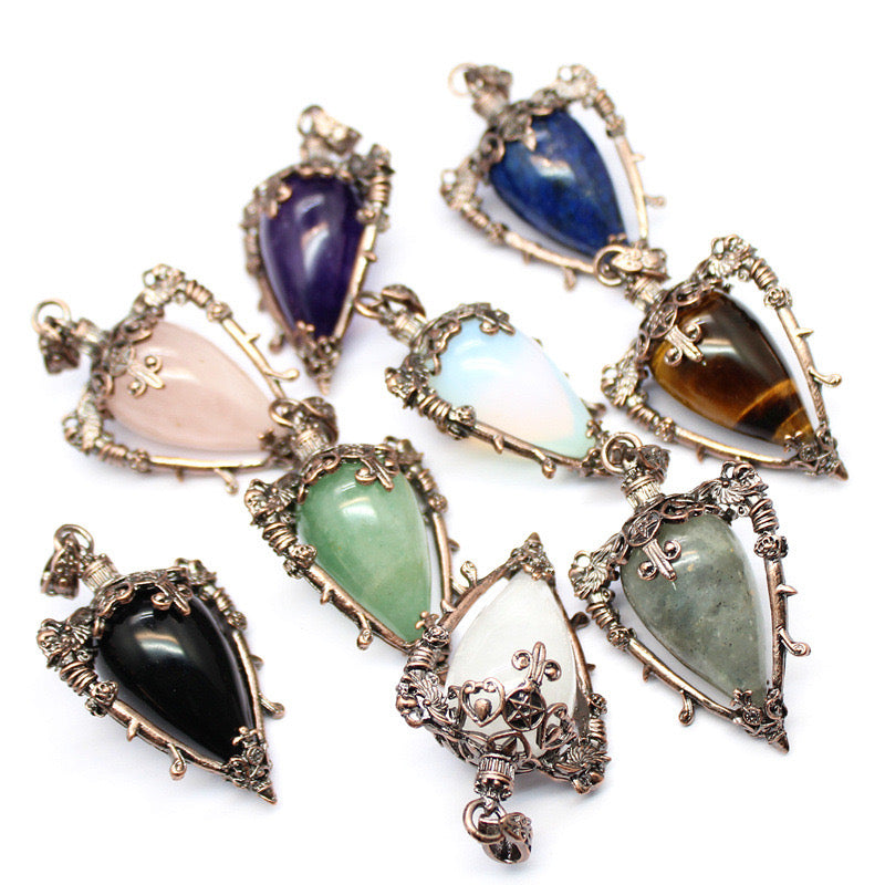 Antique Copper Crystal Vase Pendant Pendulum