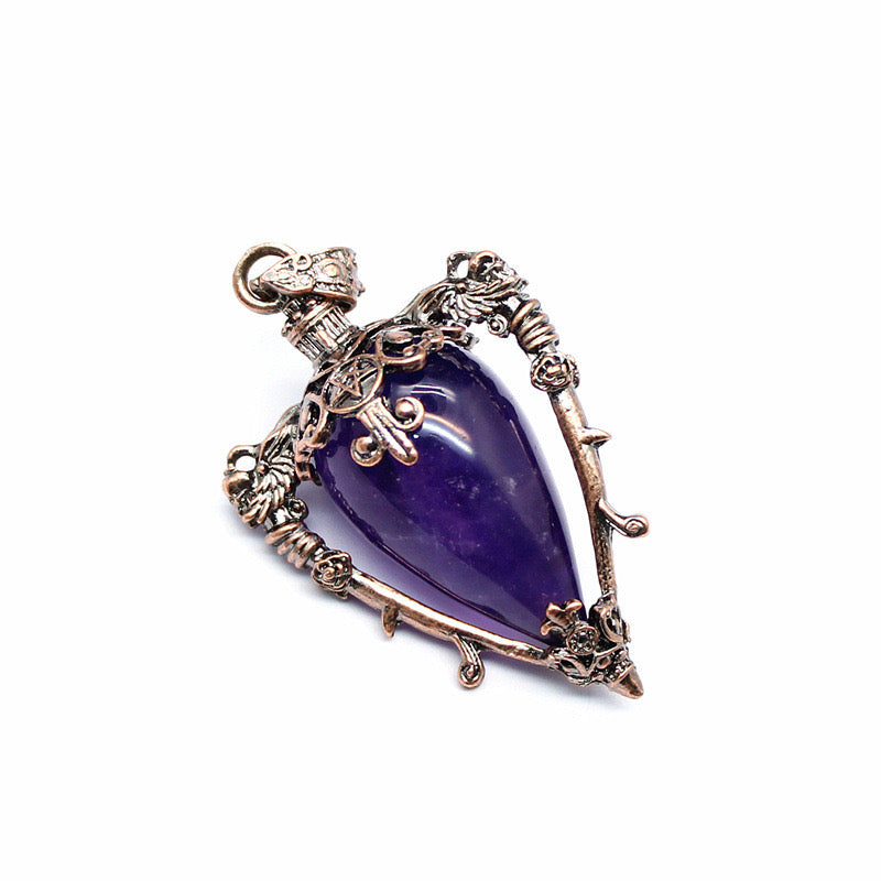 Antique Copper Crystal Vase Pendant Pendulum