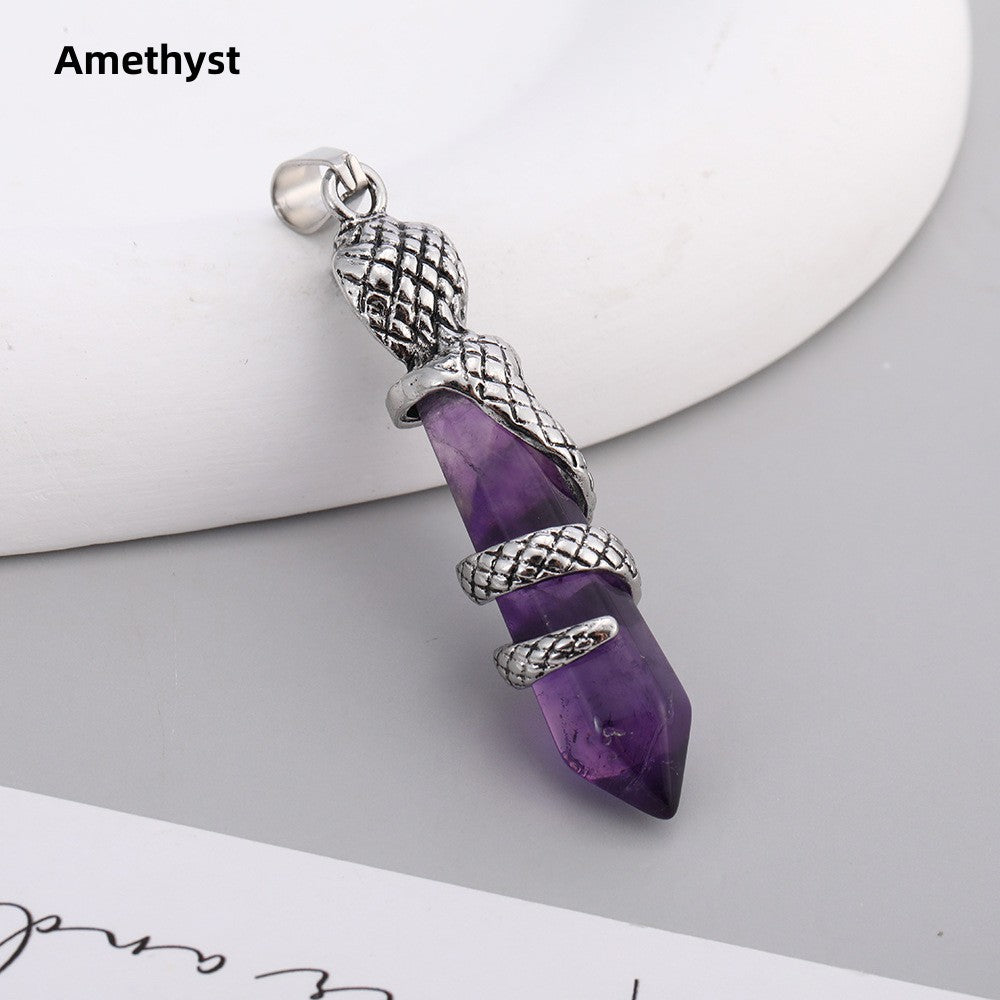 Snake Wrapped Crystal Point Pendant Pendulum Wholesale