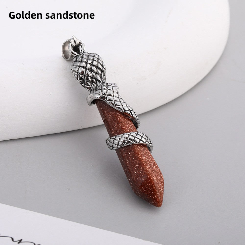 Snake Wrapped Crystal Point Pendant Pendulum Wholesale