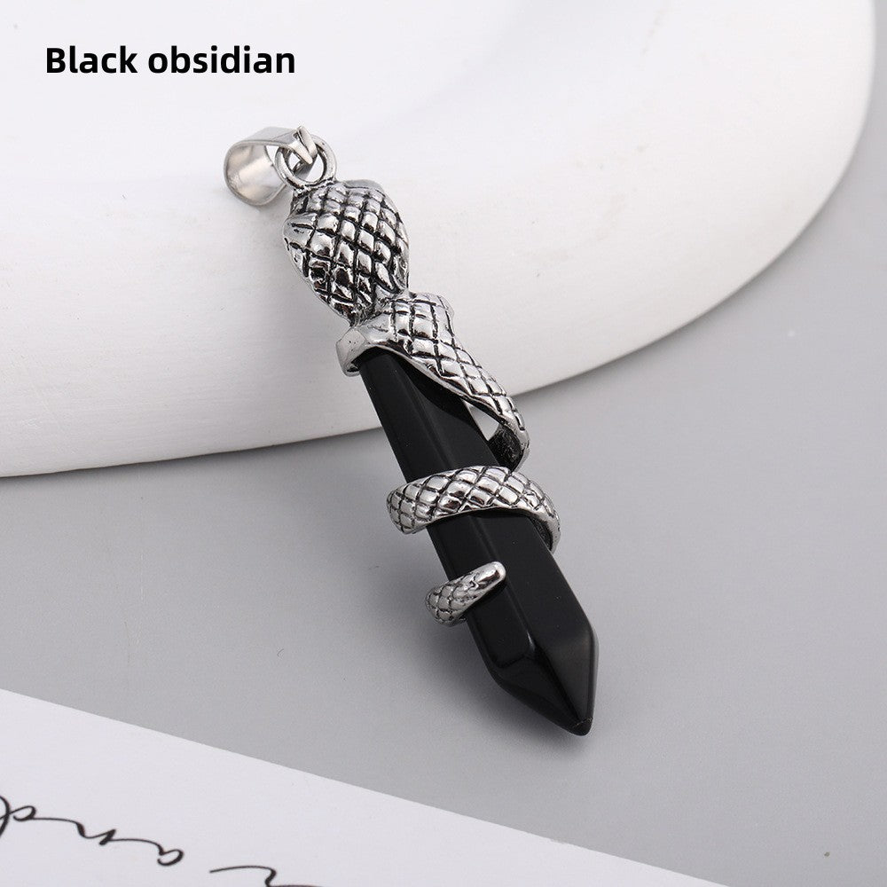 Snake Wrapped Crystal Point Pendant Pendulum Wholesale