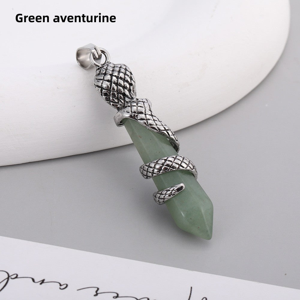 Snake Wrapped Crystal Point Pendant Pendulum Wholesale