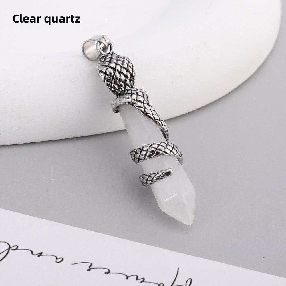 Snake Wrapped Crystal Point Pendant Pendulum Wholesale