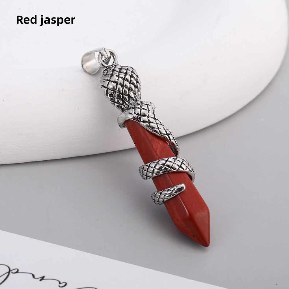 Snake Wrapped Crystal Point Pendant Pendulum Wholesale