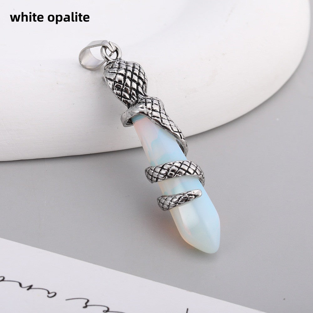 Snake Wrapped Crystal Point Pendant Pendulum Wholesale