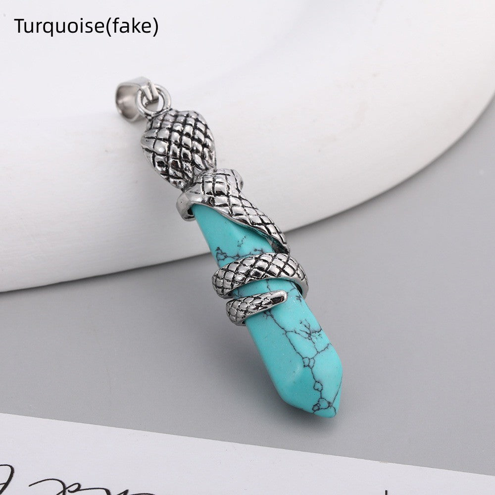 Snake Wrapped Crystal Point Pendant Pendulum Wholesale