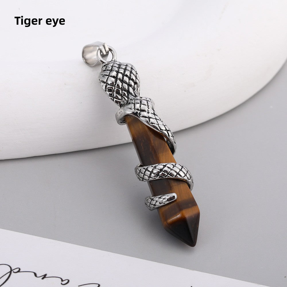Snake Wrapped Crystal Point Pendant Pendulum Wholesale