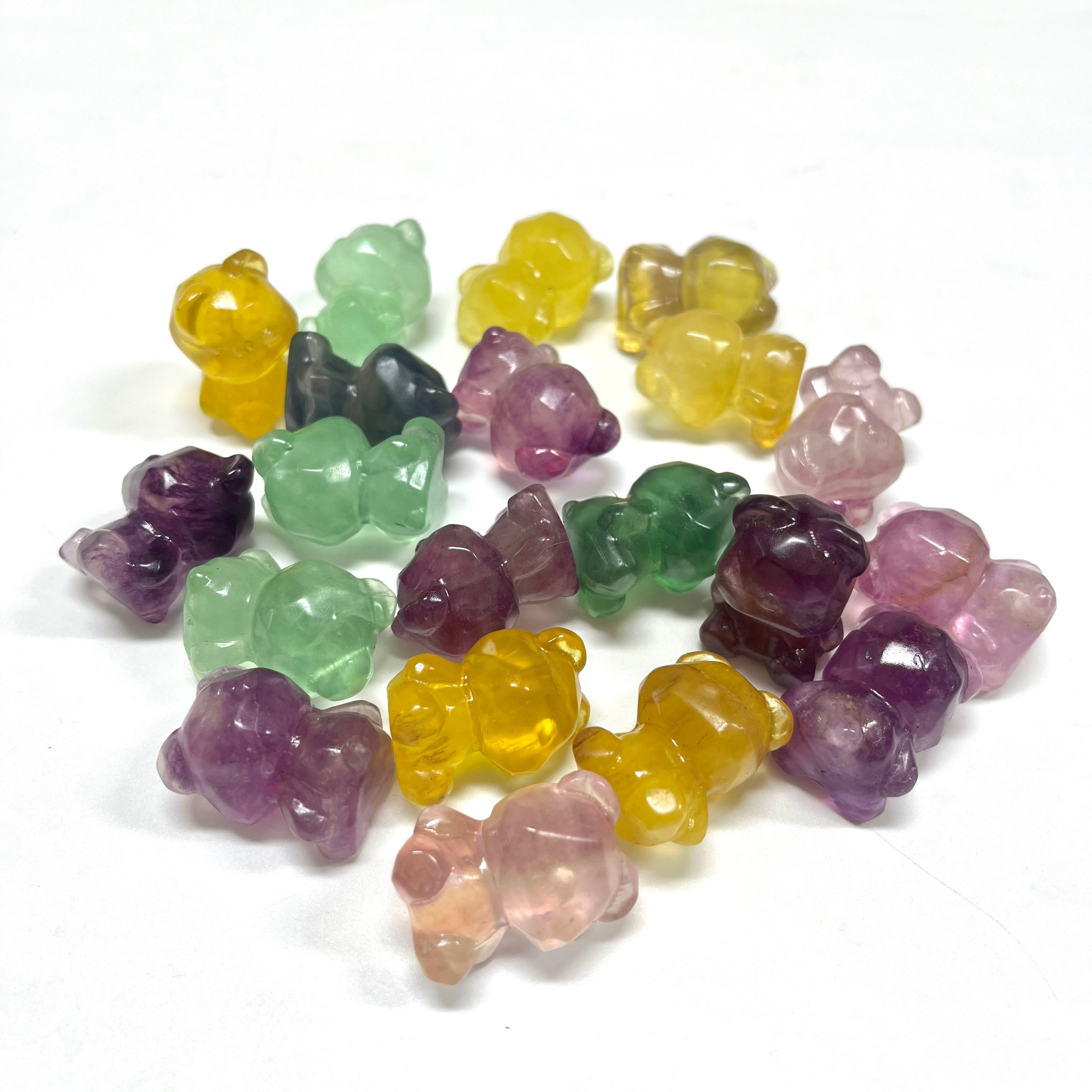 3CM Mini Fluorite Faceted Gummy Bear Carving