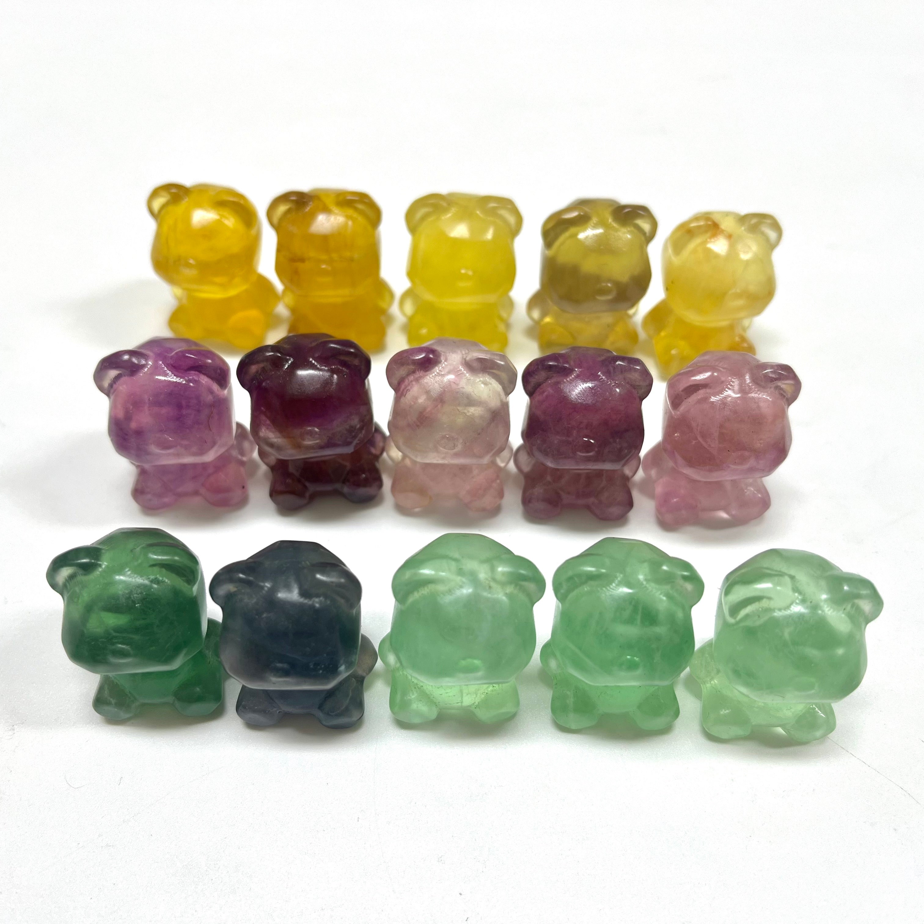 3CM Mini Fluorite Faceted Gummy Bear Carving