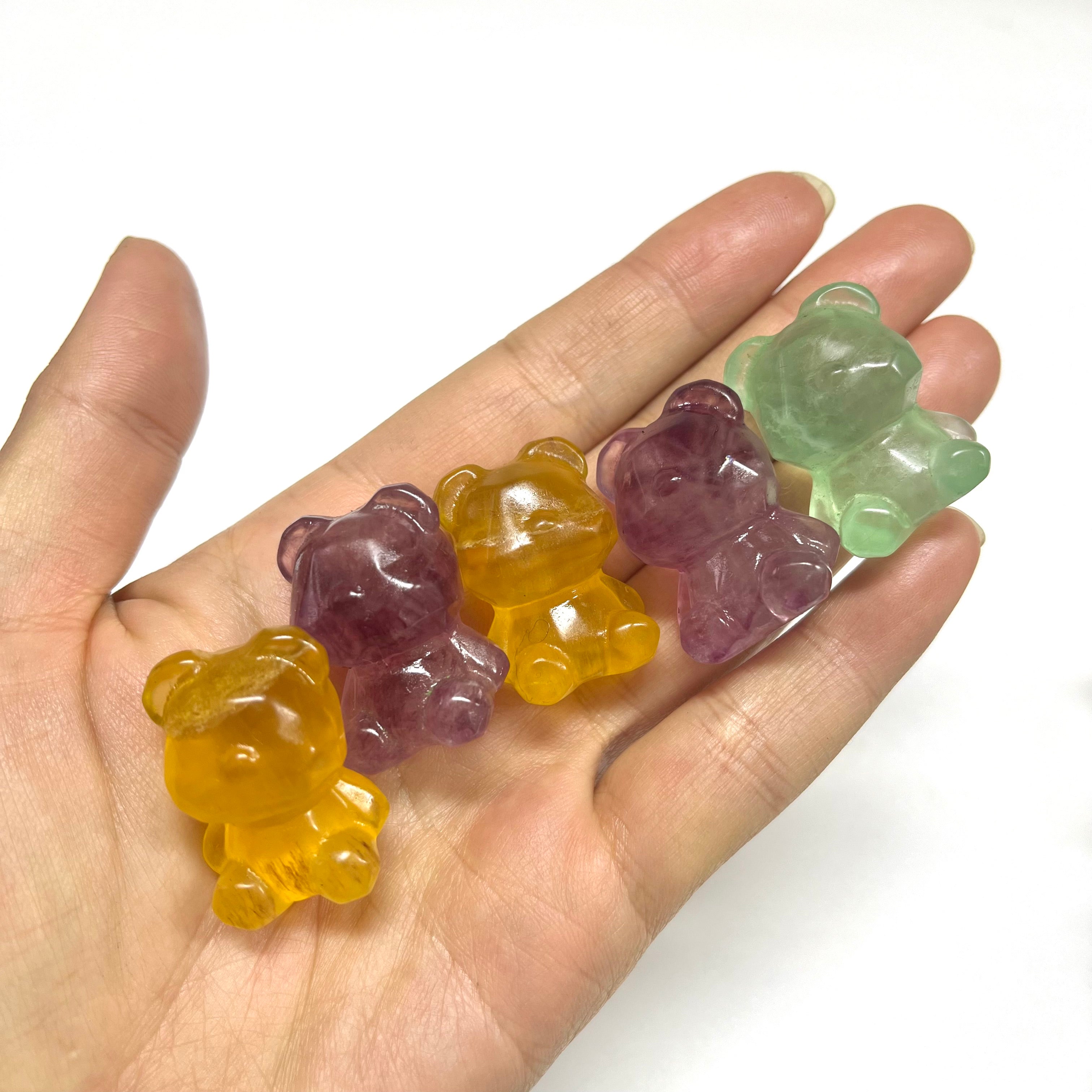 3CM Mini Fluorite Faceted Gummy Bear Carving