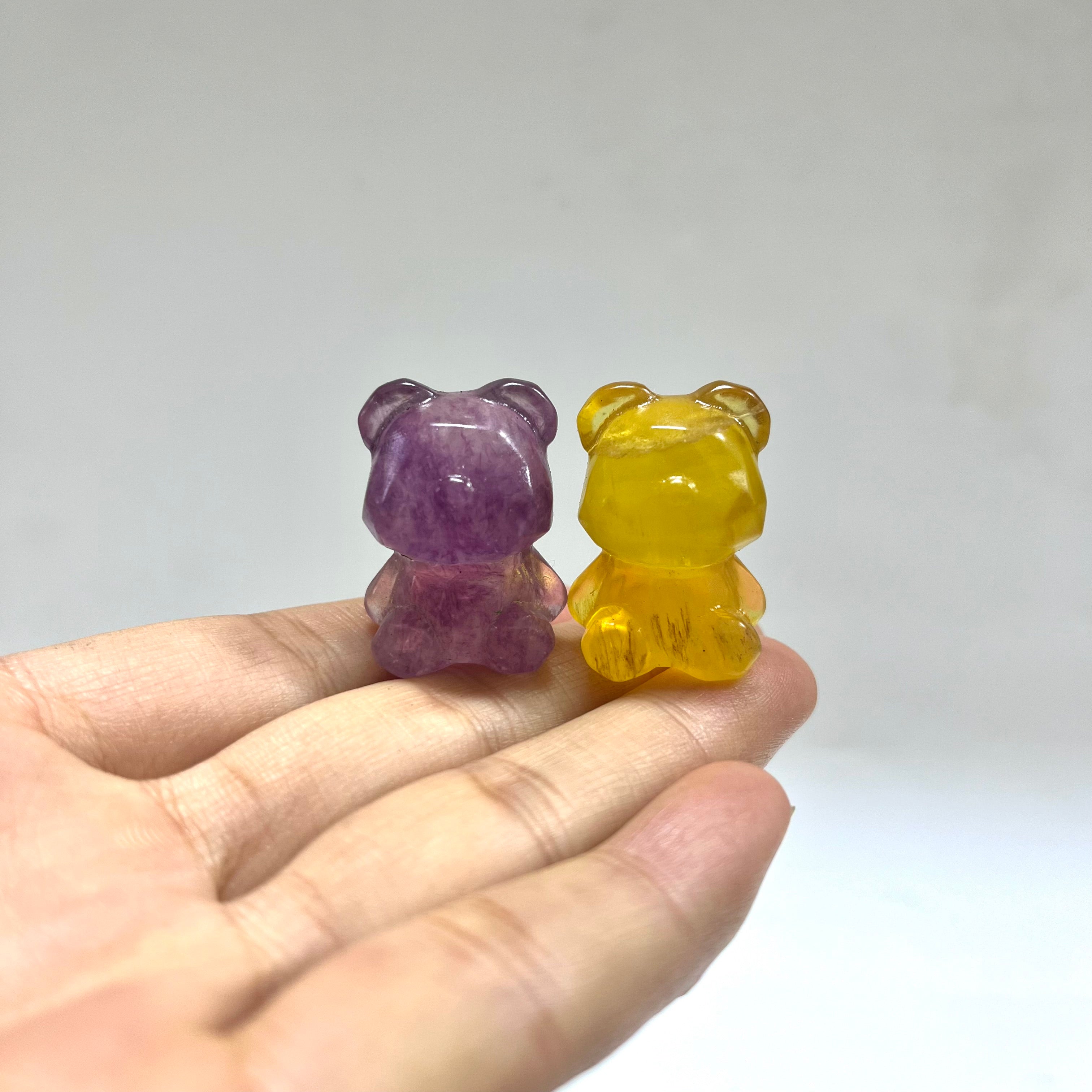 3CM Mini Fluorite Faceted Gummy Bear Carving