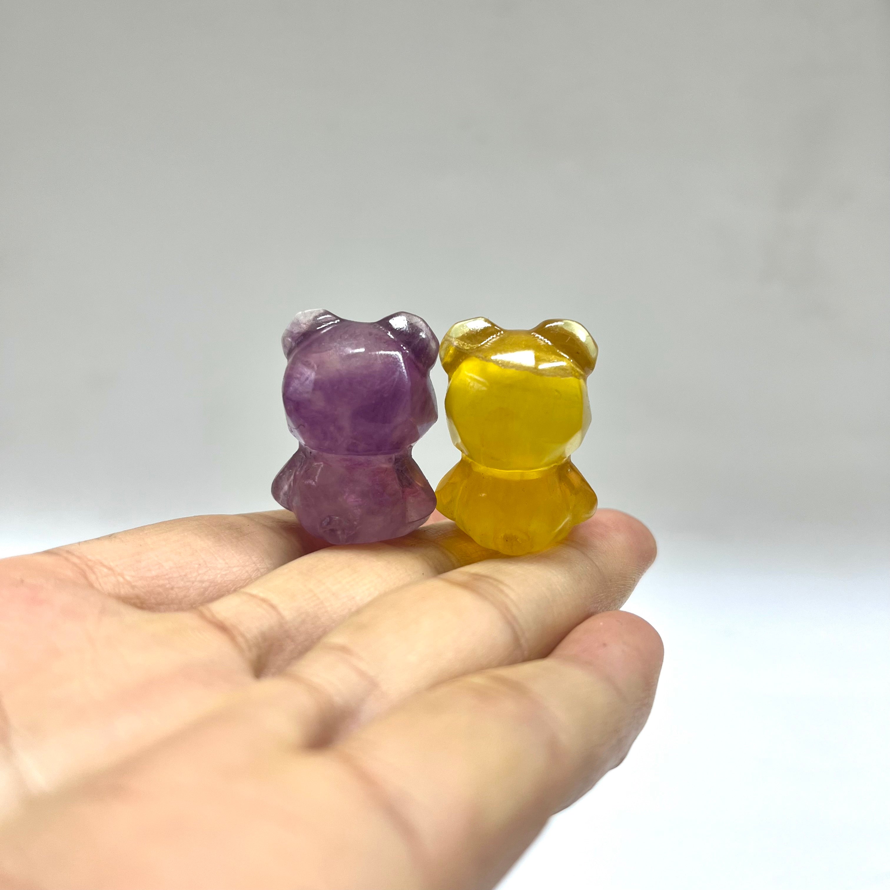 3CM Mini Fluorite Faceted Gummy Bear Carving