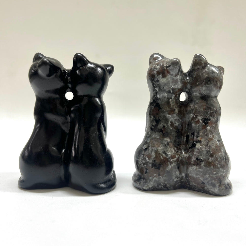 Natural Obsidian Yooperlite Kissing Cats