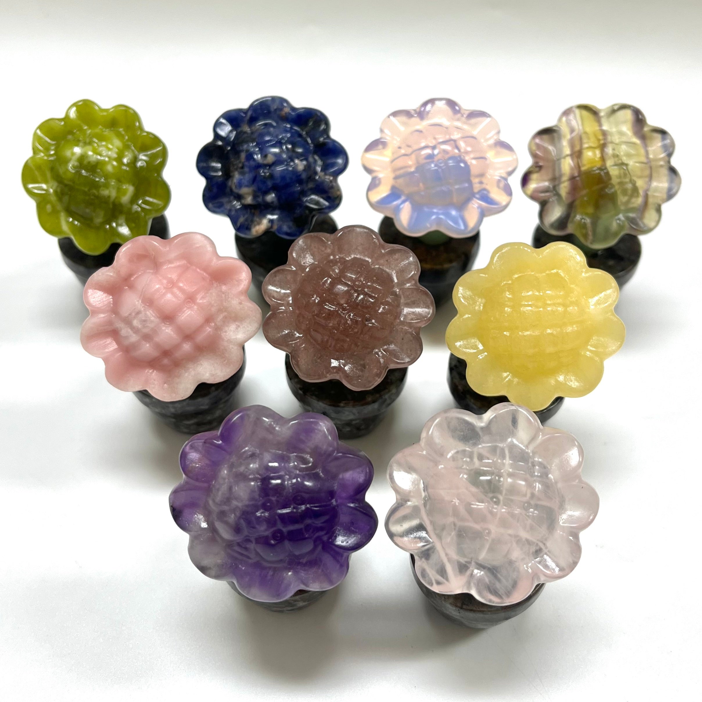 7CM Natural Stone Sunflower Carving