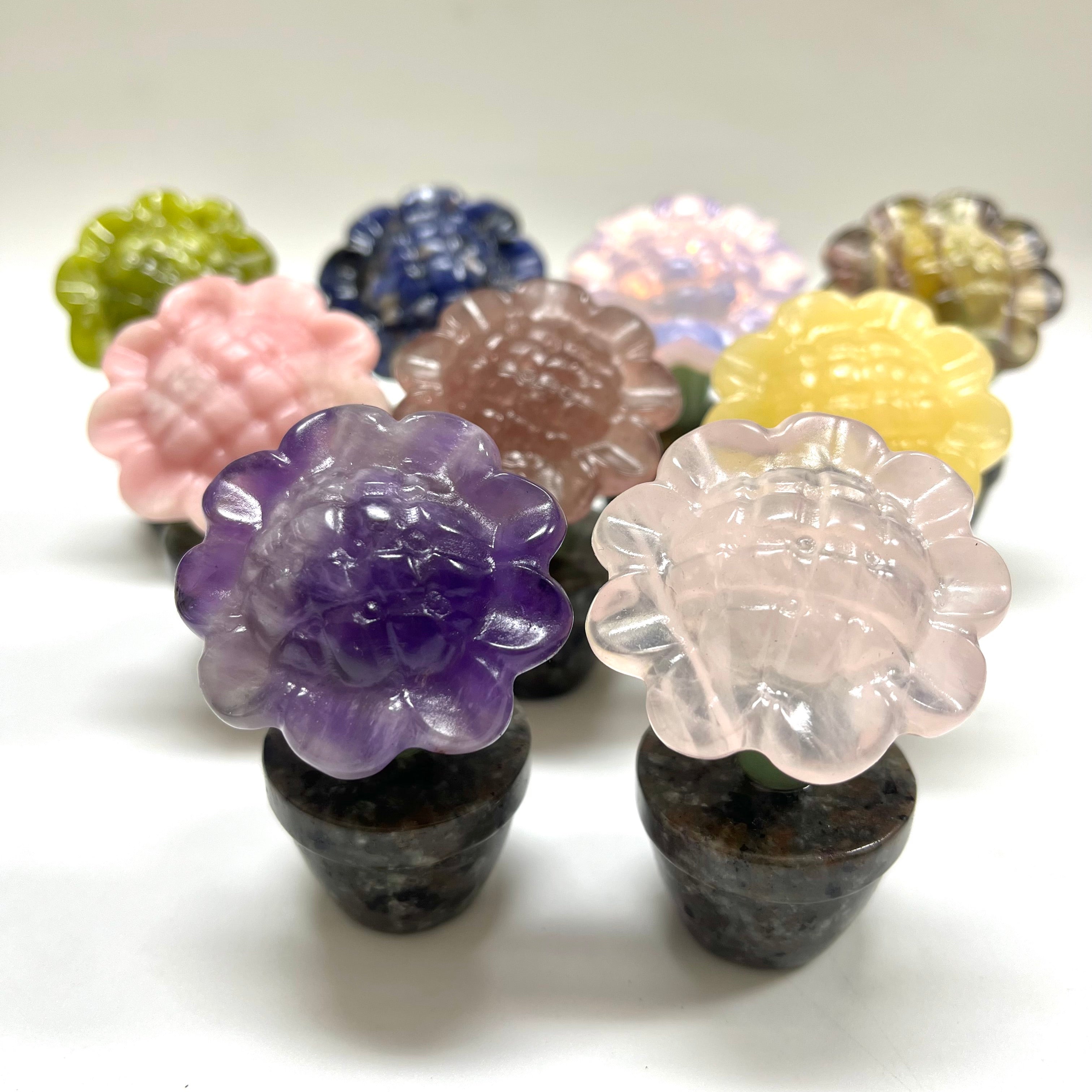 7CM Natural Stone Sunflower Carving