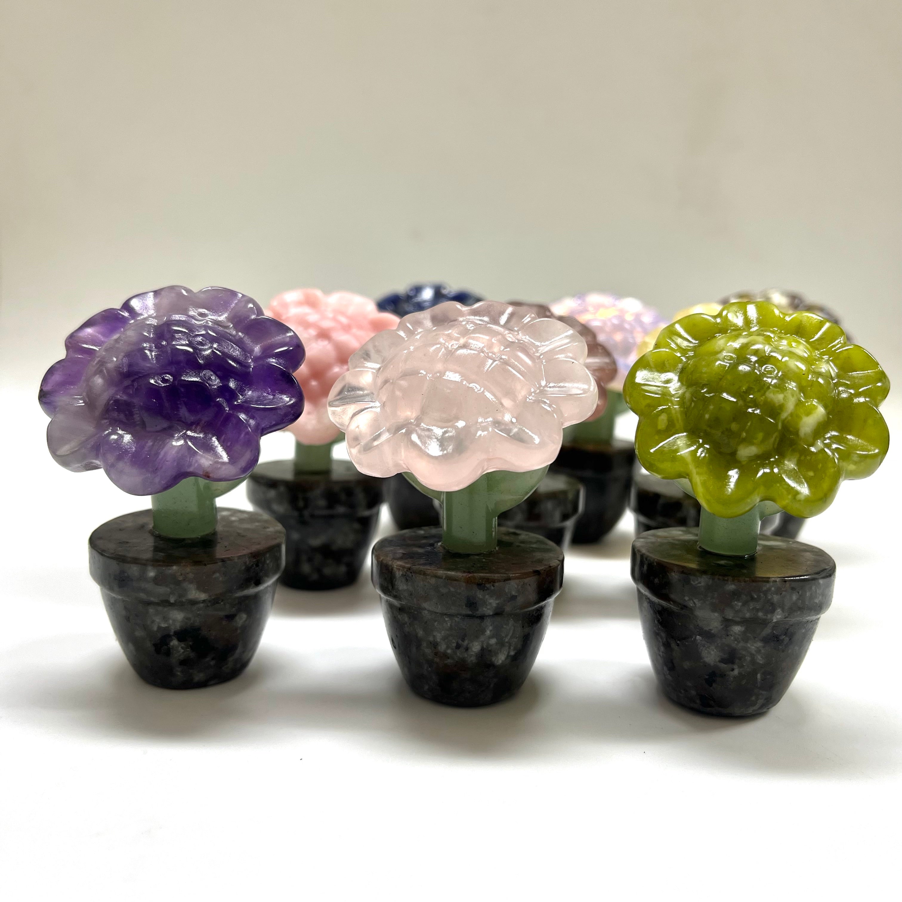 7CM Natural Stone Sunflower Carving