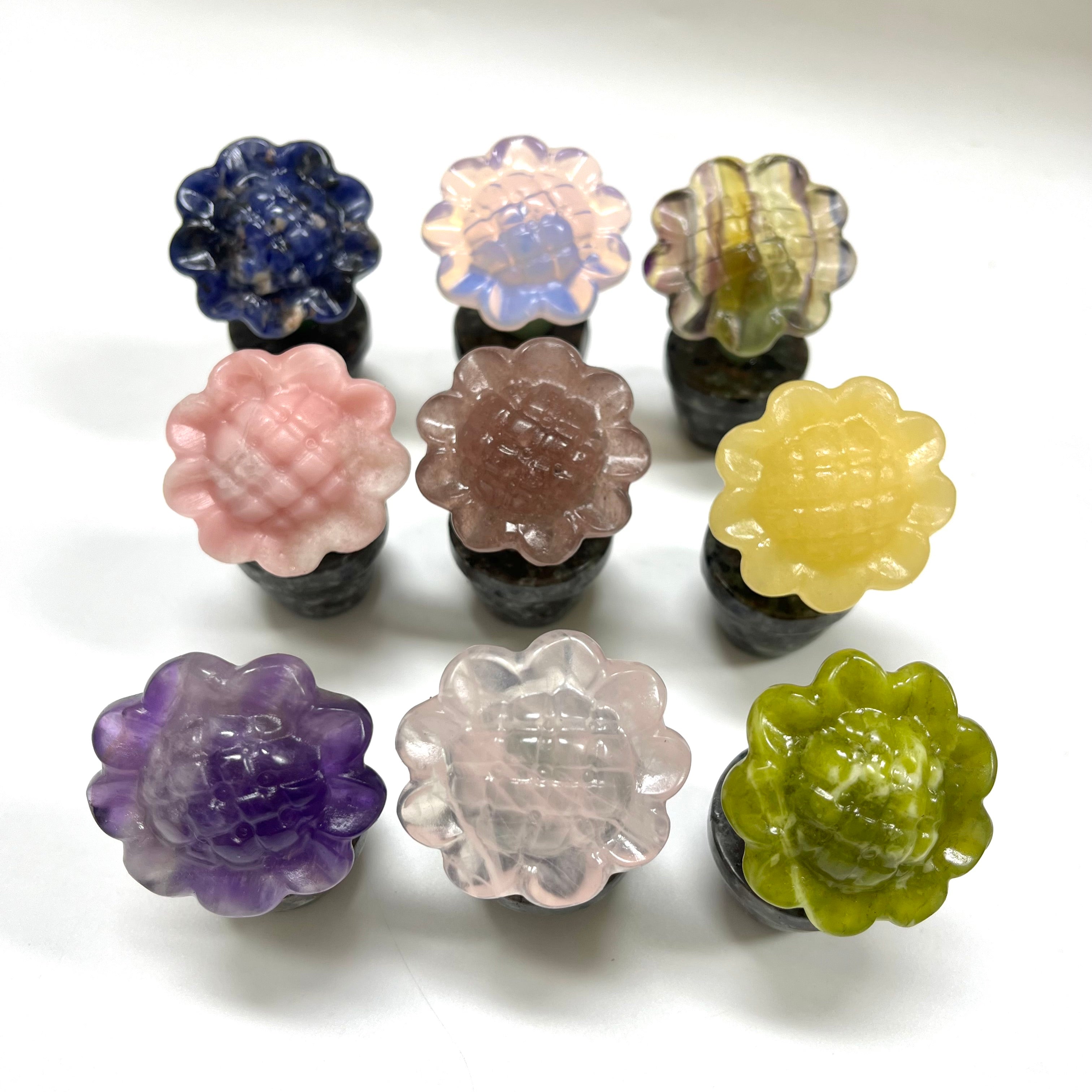 7CM Natural Stone Sunflower Carving