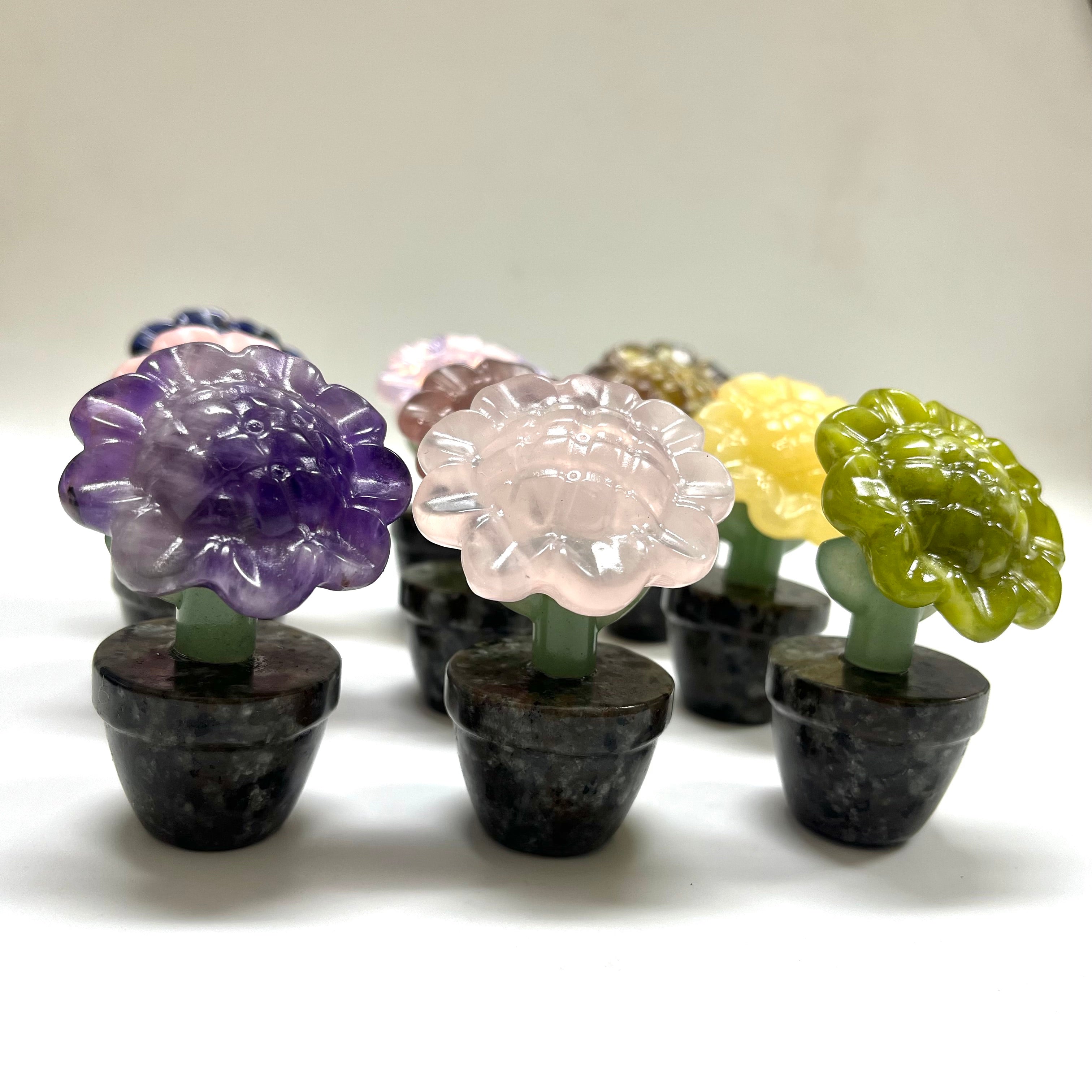 7CM Natural Stone Sunflower Carving