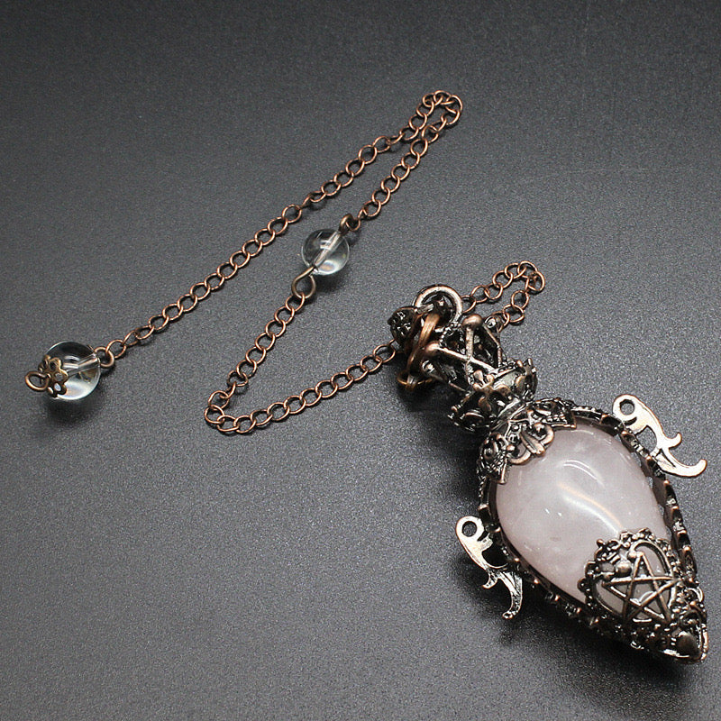 Antique Copper Crystal Vase Pendant Pendulum