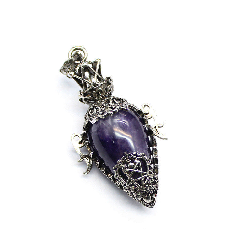 Antique Silver Crystal Vase Pendant Pendulum