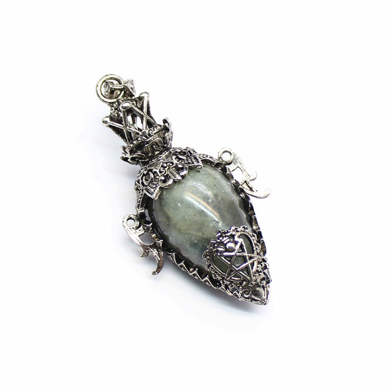 Antique Silver Crystal Vase Pendant Pendulum