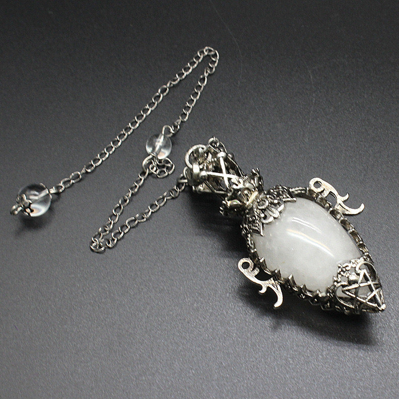 Antique Silver Crystal Vase Pendant Pendulum