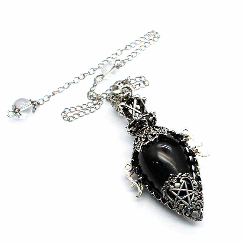 Antique Silver Crystal Vase Pendant Pendulum