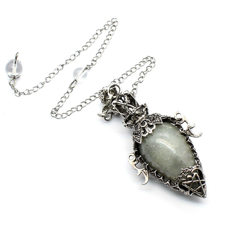 Antique Silver Crystal Vase Pendant Pendulum