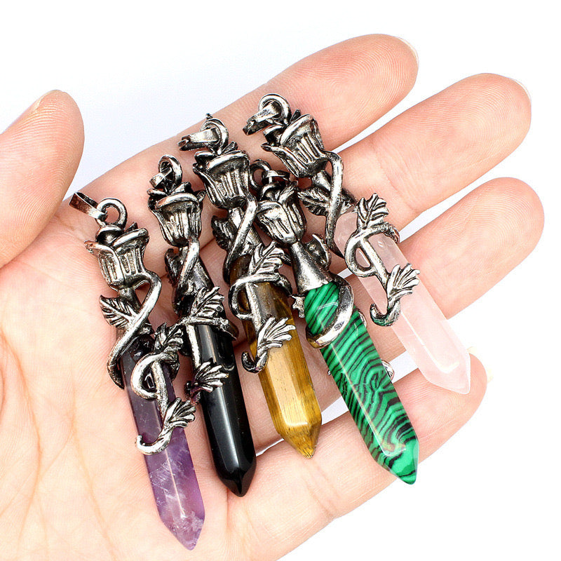 Rose Wrapped Point Pendant