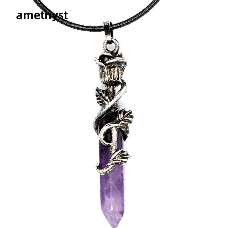 Rose Wrapped Point Pendant