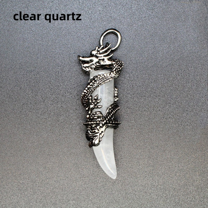 Dragon Wrapped Tooth Point Pendant Necklace Wholesale