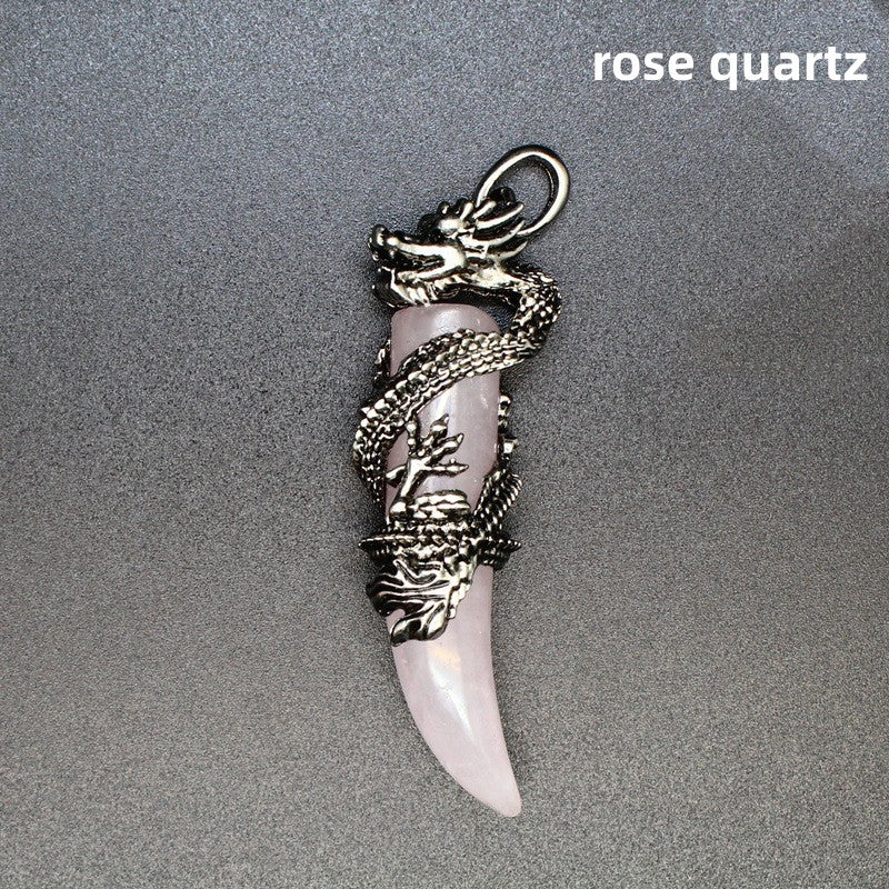 Dragon Wrapped Tooth Point Pendant Necklace Wholesale