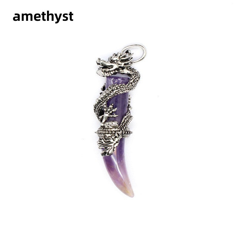 Dragon Wrapped Tooth Point Pendant Necklace Wholesale