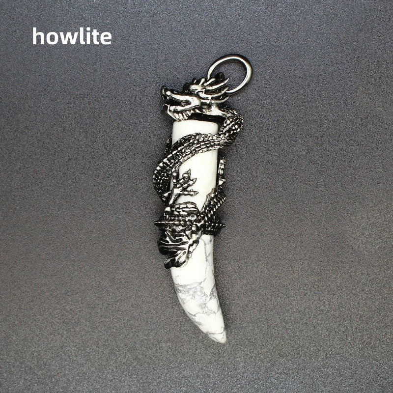 Dragon Wrapped Tooth Point Pendant Necklace Wholesale