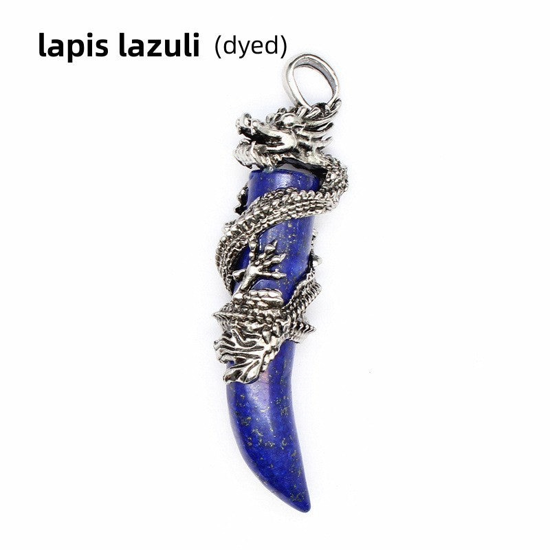 Dragon Wrapped Tooth Point Pendant Necklace Wholesale