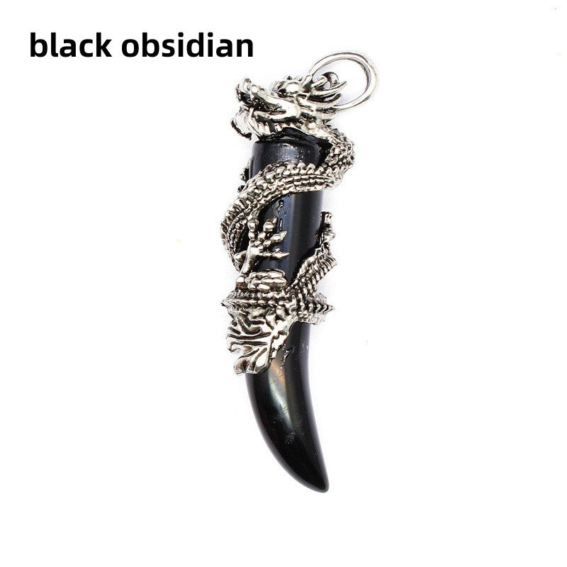 Dragon Wrapped Tooth Point Pendant Necklace Wholesale