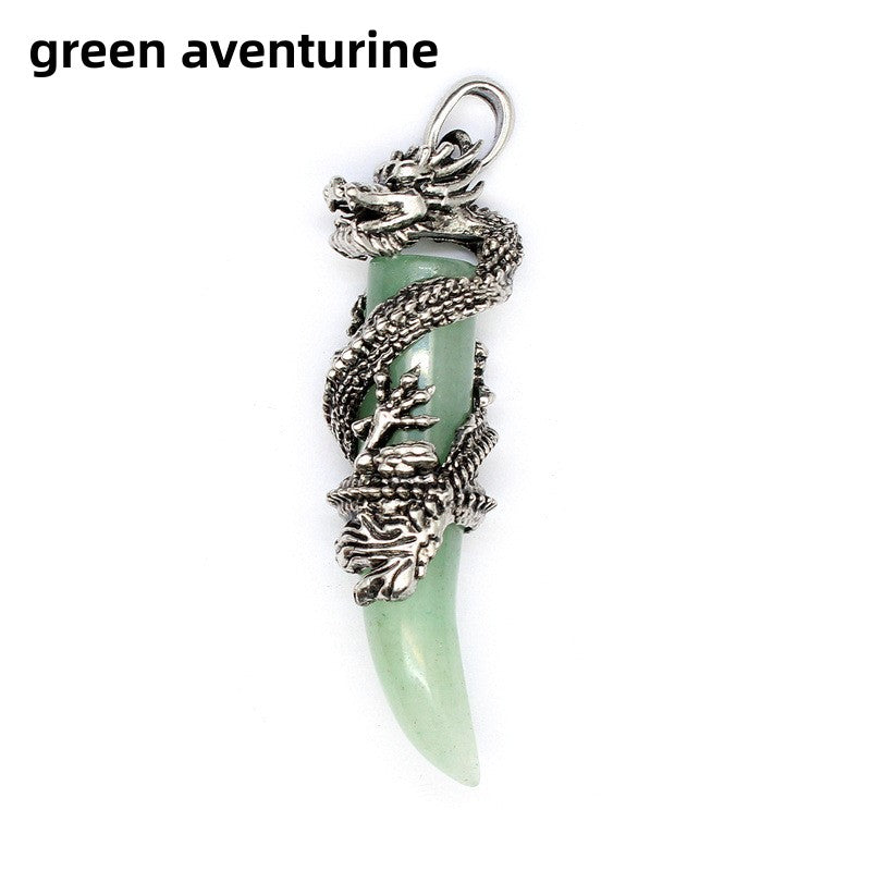 Dragon Wrapped Tooth Point Pendant Necklace Wholesale